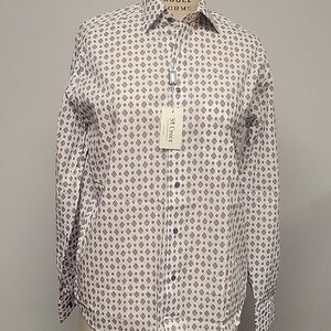 St. Croix NWT diamond print button down. 100% cotton. Made in Italy. Size S
